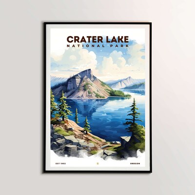 Crater Lake National Park Poster, Travel Art, Office Poster, Home Decor | S8 - image1